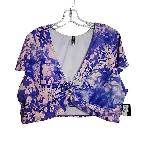 Torrid Bolts Tie Dye Wireless Flutter Sleeve Bikini Top, NWT, 4x - Picture 1 of 7